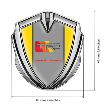Toyota TRD Emblem Trunk Badge Silver Yellow Frame Racing Logo