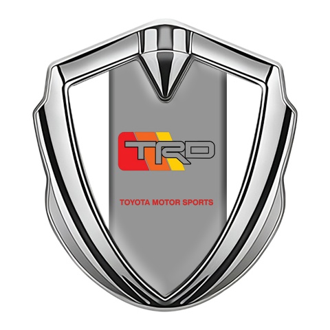 Toyota TRD Bodyside Emblem Badge Silver White Border Grey Panel