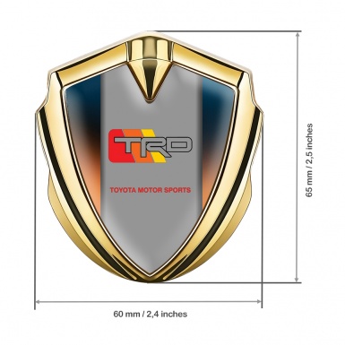 Toyota TRD Emblem Car Badge Gold Gradient Base Grey Racing Motif