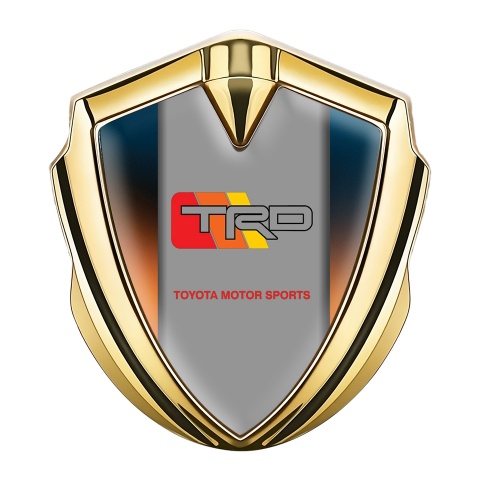 Toyota TRD Emblem Car Badge Gold Gradient Base Grey Racing Motif