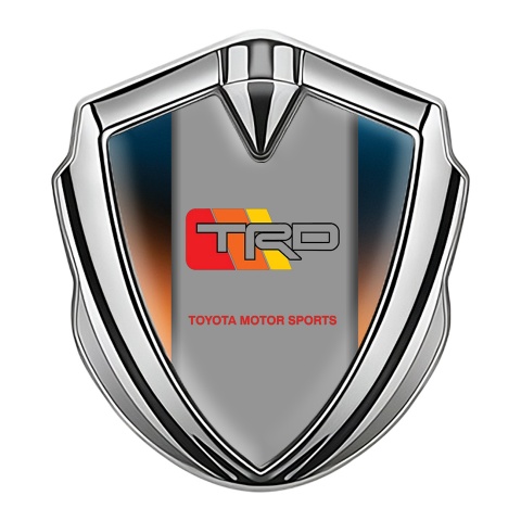 Toyota TRD Emblem Car Badge Silver Gradient Base Grey Racing Motif