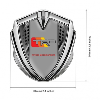 Toyota TRD Bodyside Domed Emblem Silver Mixed Mesh Racing Colors