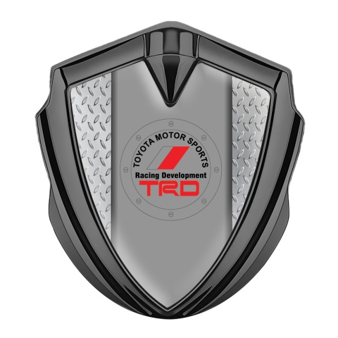 Toyota TRD Trunk Emblem Badge Graphite Metal Mesh Round Logo Design