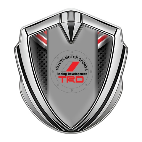 Toyota Bodyside Badge Self Adhesive Silver Dark Mesh Red Ribbon