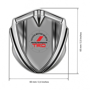 Toyota TRD Emblem Car Badge Silver Metallic Stripes Center Round Logo