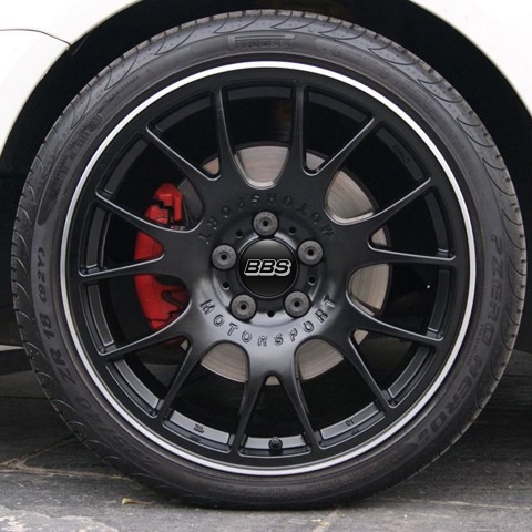 BBS Domed Stickers Wheel Center Cap Black and White Classic