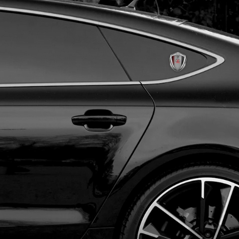 Toyota TRD Bodyside Domed Emblem Silver Black Side Red Stripe Design