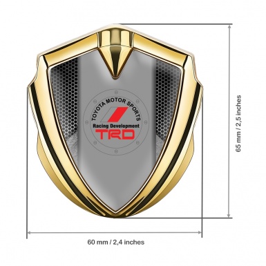 Toyota TRD 3D Car Metal Domed Emblem Gold Grey Honeycomb Edition