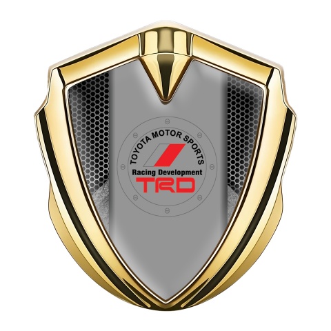 Toyota TRD 3D Car Metal Domed Emblem Gold Grey Honeycomb Edition