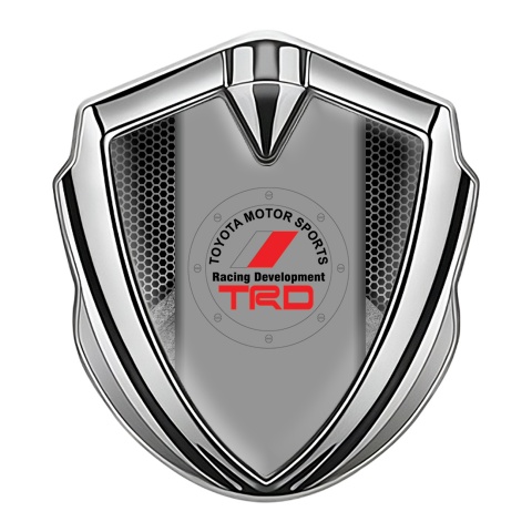 Toyota TRD 3D Car Metal Domed Emblem Silver Grey Honeycomb Edition