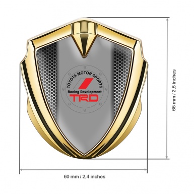 Toyota Fender Emblem Badge Gold Greyscale Mesh Round Design