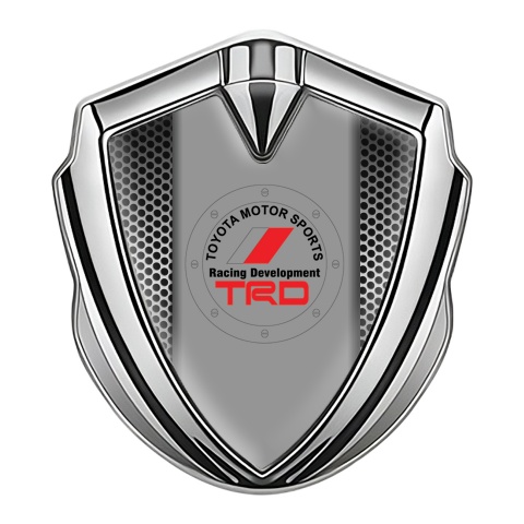 Toyota Fender Emblem Badge Silver Greyscale Mesh Round Design