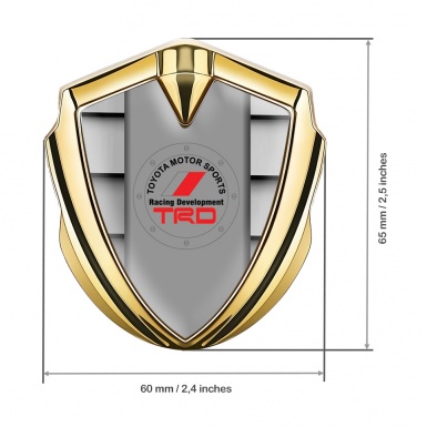 Toyota TRD Emblem Trunk Badge Gold Steel Shutter Motif Red Logo