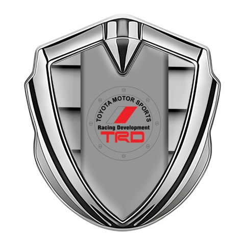 Toyota Emblem Trunk Badge Silver Steel Shutter Motif Red Logo