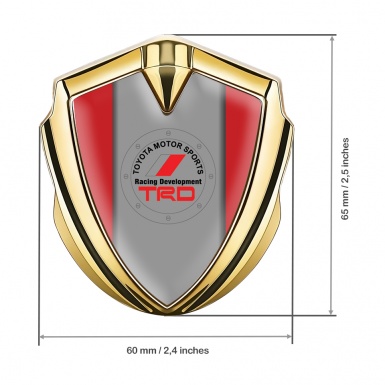 Toyota Metal Emblem Self Adhesive Gold Red Frame Racing Motif