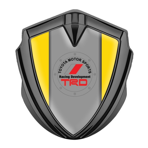 Toyota Metal 3D Car Domed Emblem Graphite Yellow Base Grey Pilon Design