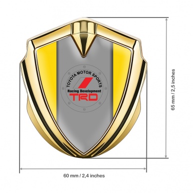 Toyota Metal 3D Car Domed Emblem Gold Yellow Base Grey Pilon Design