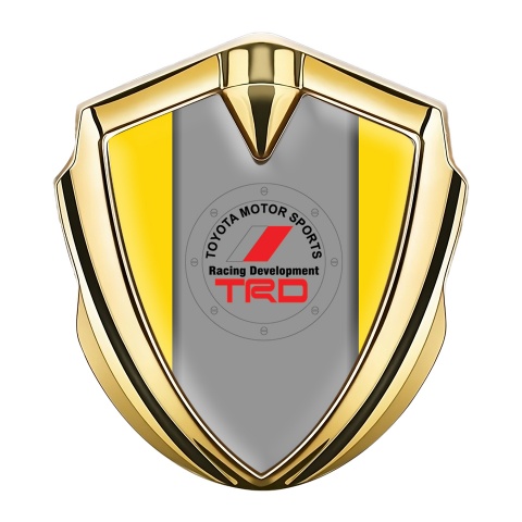 Toyota Metal 3D Car Domed Emblem Gold Yellow Base Grey Pilon Design
