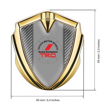 Toyota TRD Emblem Badge Self Adhesive Light Gold Red Flag Design