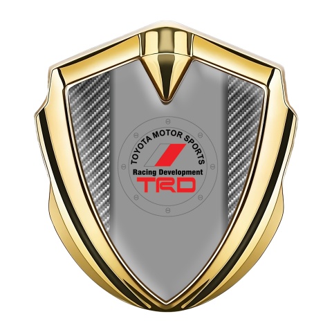 Toyota TRD Emblem Badge Self Adhesive Light Gold Red Flag Design
