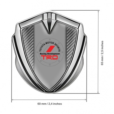 Toyota TRD Emblem Badge Self Adhesive Light Silver Red Flag Design