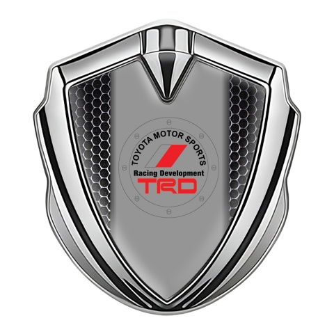 Toyota TRD Emblem Fender Badge Silver Industrial Grate Racing Logo