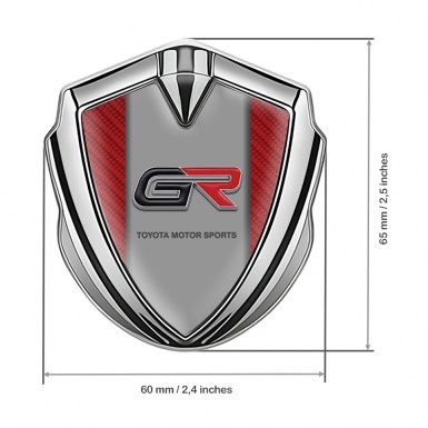 Toyota GR Domed Emblem Silver Red Carbon Dimensional Logo Design