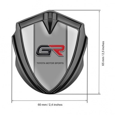 Toyota GR 3D Car Domed Emblem Graphite Grey Frame Racing Motif