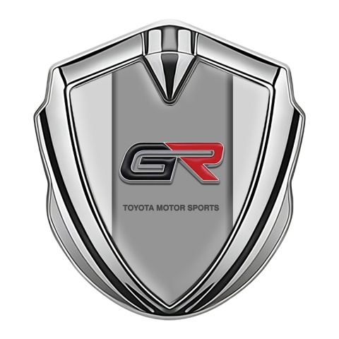 Toyota GR 3D Car Domed Emblem Silver Grey Frame Racing Motif
