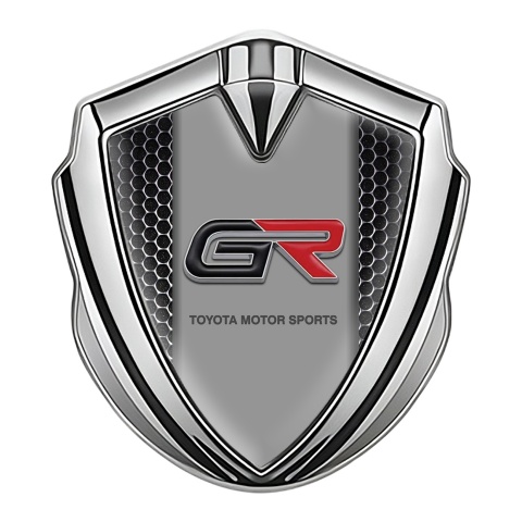 Toyota GR Emblem Fender Badge Silver Black Mesh Racing Edition