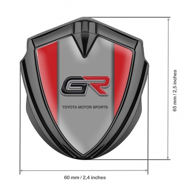 Toyota GR Emblem Self Adhesive Graphite Red Sides Grey Center Panel