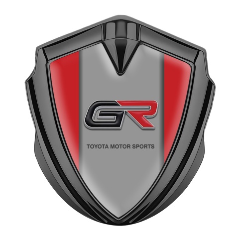 Toyota GR Emblem Self Adhesive Graphite Red Sides Grey Center Panel