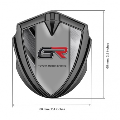 Toyota GR Bodyside Domed Emblem Graphite Brushed Aluminum Relief Logo