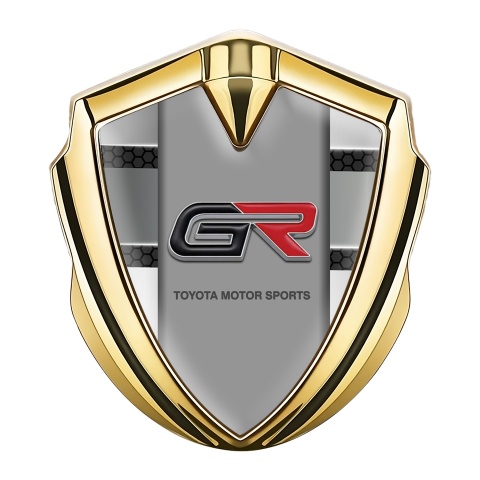Toyota GR Emblem Fender Badge Gold Hex Base Gradient Panels Design