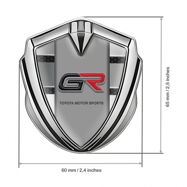 Toyota GR Emblem Fender Badge Silver Hex Base Gradient Panels Design