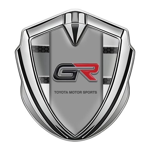 Toyota GR Emblem Fender Badge Silver Hex Base Gradient Panels Design