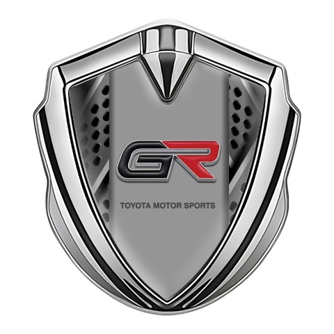Toyota GR Emblem Trunk Badge Silver Mixed Mesh Tuning Logo Design
