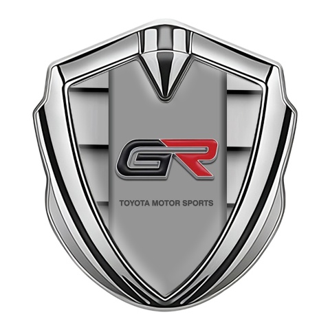 Toyota GR Emblem Self Adhesive Silver Metallic Plates Modern Edition