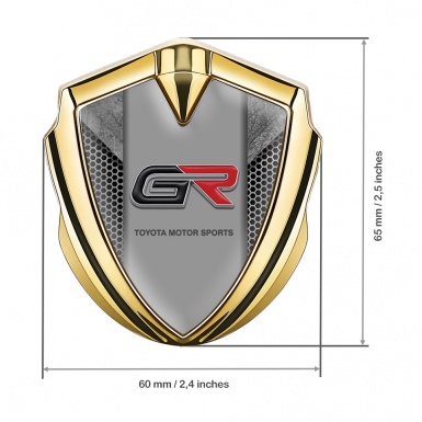 Toyota GR Bodyside Domed Emblem Gold Honeycomb Grey Crest Design