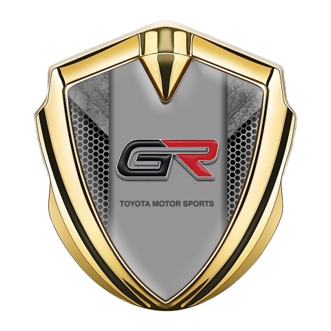 Toyota GR Bodyside Domed Emblem Gold Honeycomb Grey Crest Design