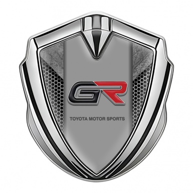 Toyota GR Bodyside Domed Emblem Silver Honeycomb Grey Crest Design