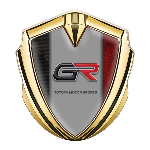Toyota GR Fender Emblem Badge Gold Charcoal Red Frame Sport Edition