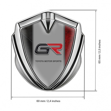 Toyota GR Fender Emblem Badge Silver Charcoal Red Frame Sport Edition