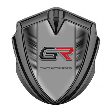 Toyota GR Emblem Trunk Badge Graphite Striped Frame Rounded Logo