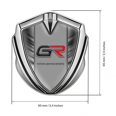 Toyota GR Emblem Trunk Badge Silver Striped Frame Rounded Logo