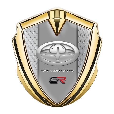 Toyota GR Emblem Car Badge Gold Treadplate Frame Modern Design