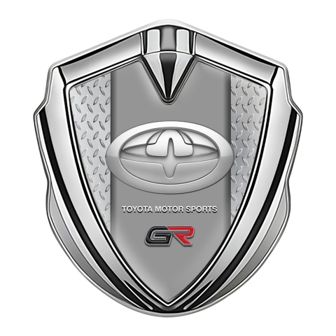 Toyota GR Emblem Car Badge Silver Treadplate Frame Modern Design