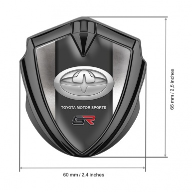 Toyota GR Bodyside Domed Emblem Graphite Rough Steel Racing Logo