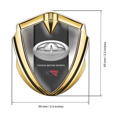 Toyota GR Bodyside Domed Emblem Gold Rough Steel Racing Logo