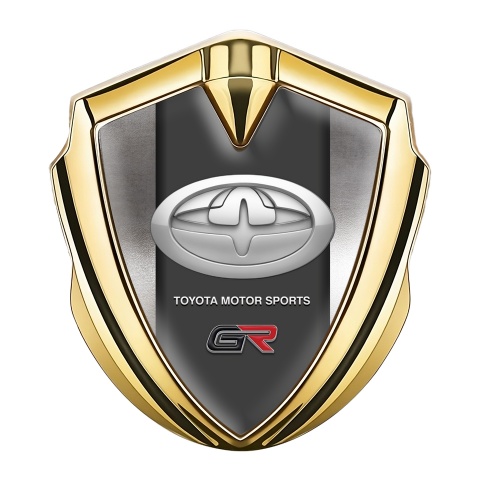 Toyota GR Bodyside Domed Emblem Gold Rough Steel Racing Logo